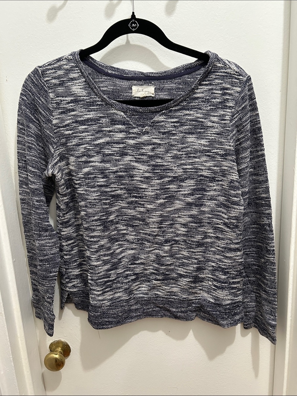 Lou & Grey Purple & White Scoopneck Sweater